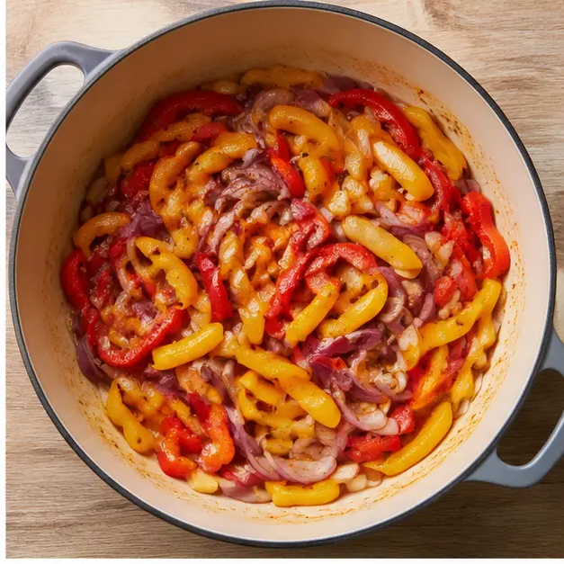 Step 2: Sautéing bell peppers and onion