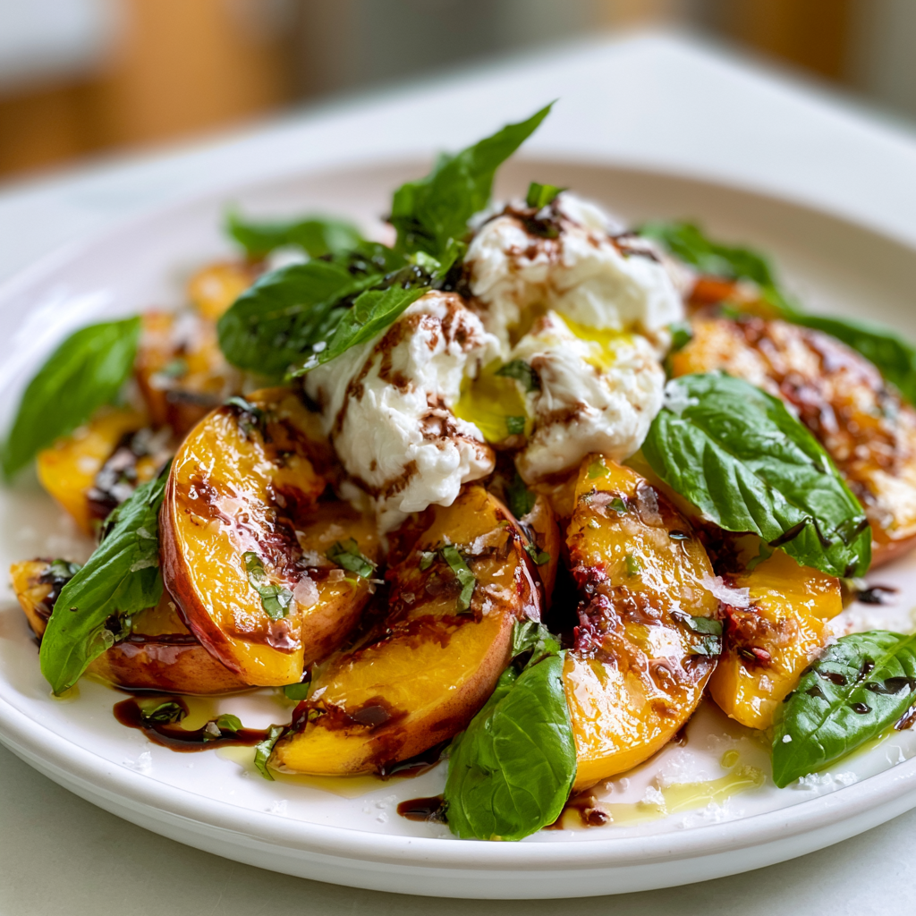 peach burrata summer salad - final presentation
