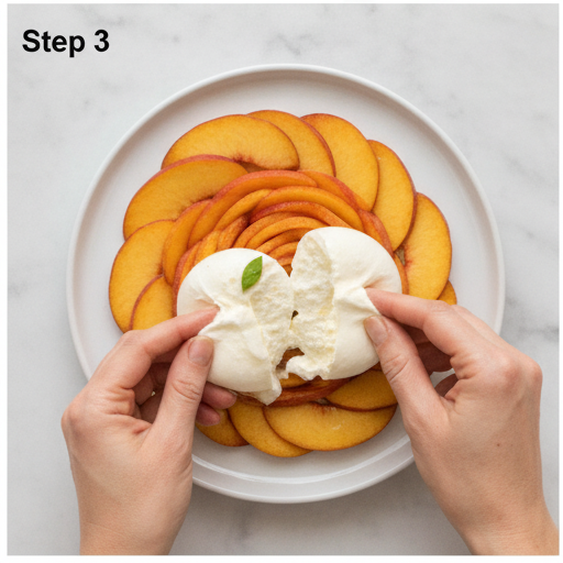 peach burrata summer salad - step 3