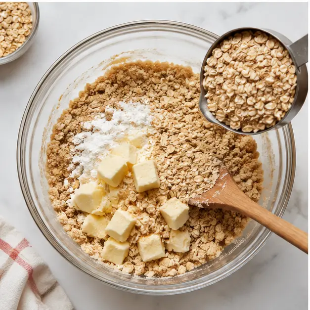 Step 3: Mix buttery oat topping