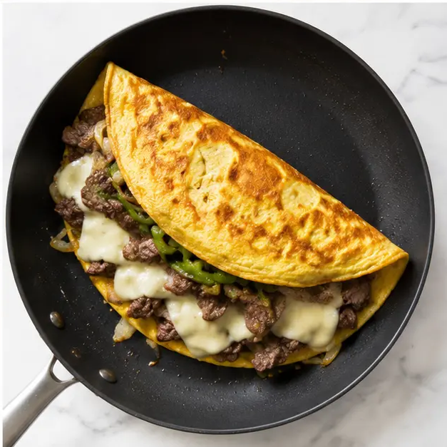 Step 4: Fold omelette over cheese and filling