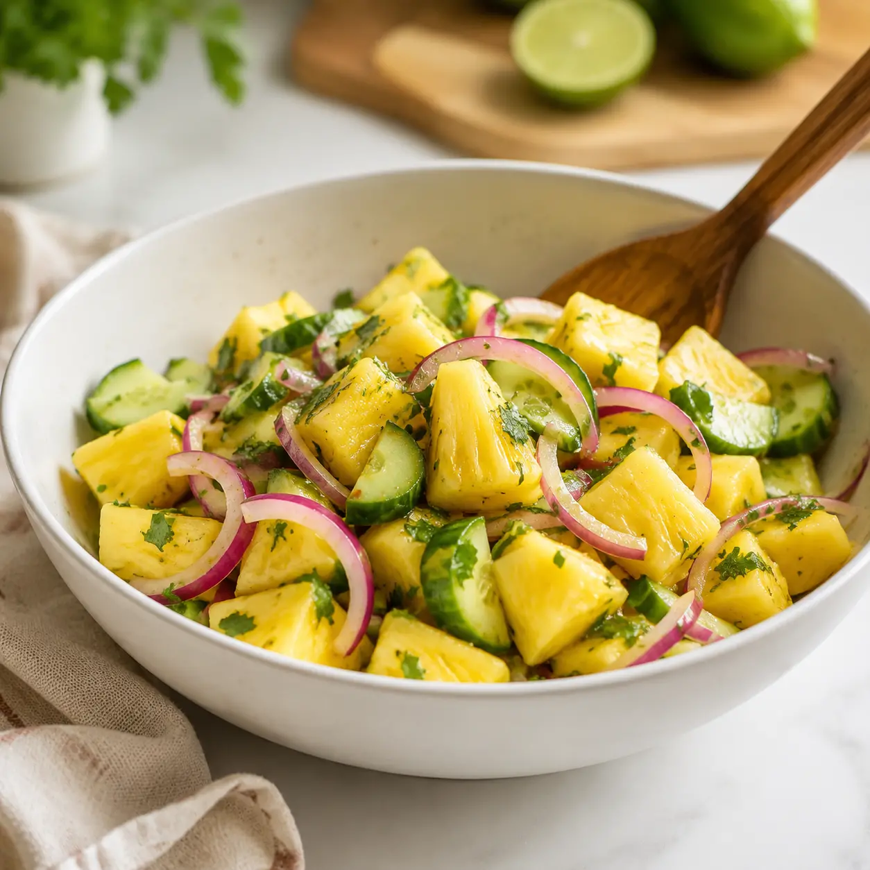 pineapple cucumber salad - final presentation