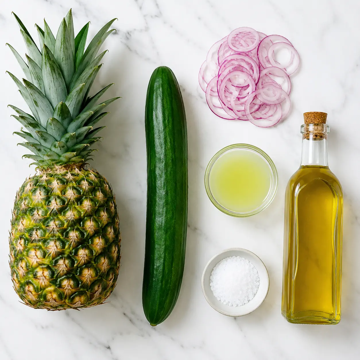 pineapple cucumber salad - main ingredients