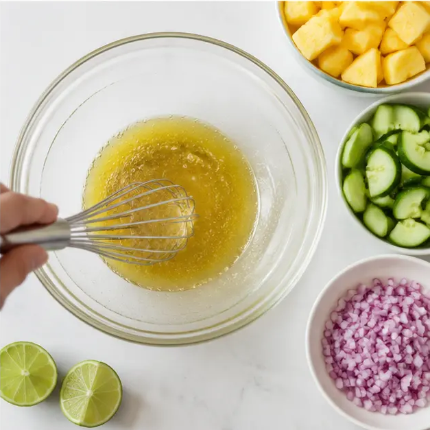 Step 4: Whisking dressing and tossing salad