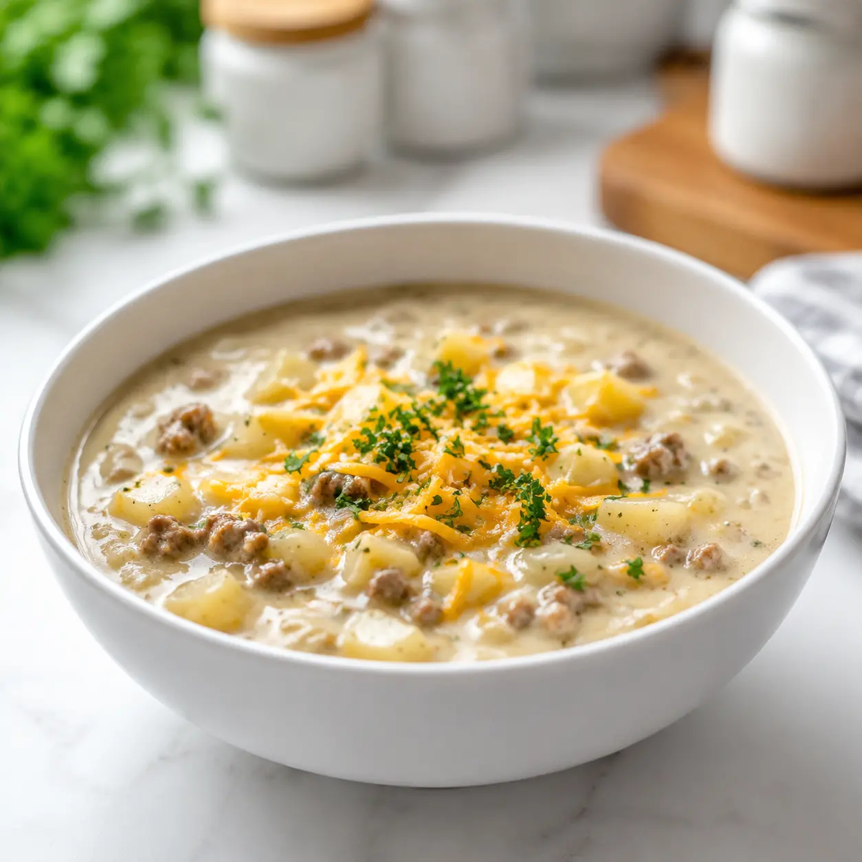 potato ground beef soup - final presentation