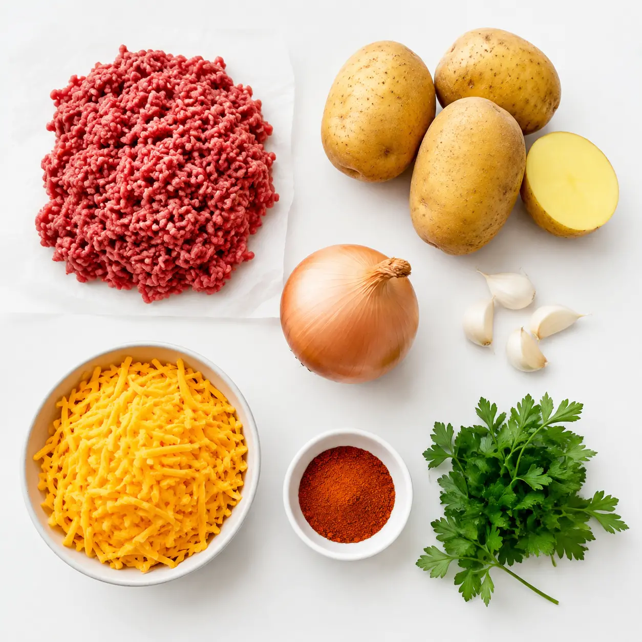 potato ground beef soup - main ingredients