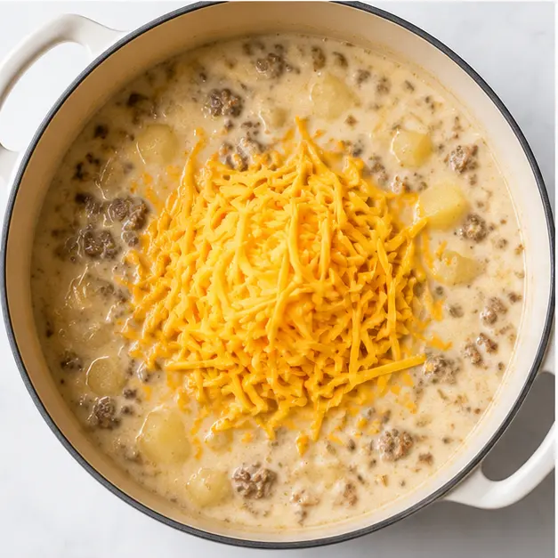 Step 3: Melting in cheddar cheese