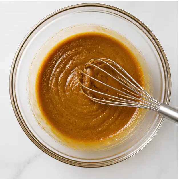 Step 3: Mixing wet ingredients into a smooth batter
