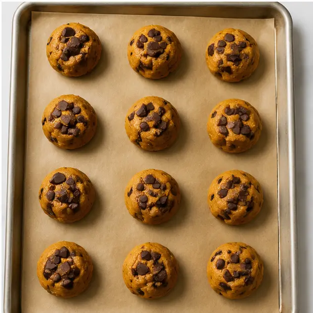 Step 4: Scooping dough balls with extra chocolate on top