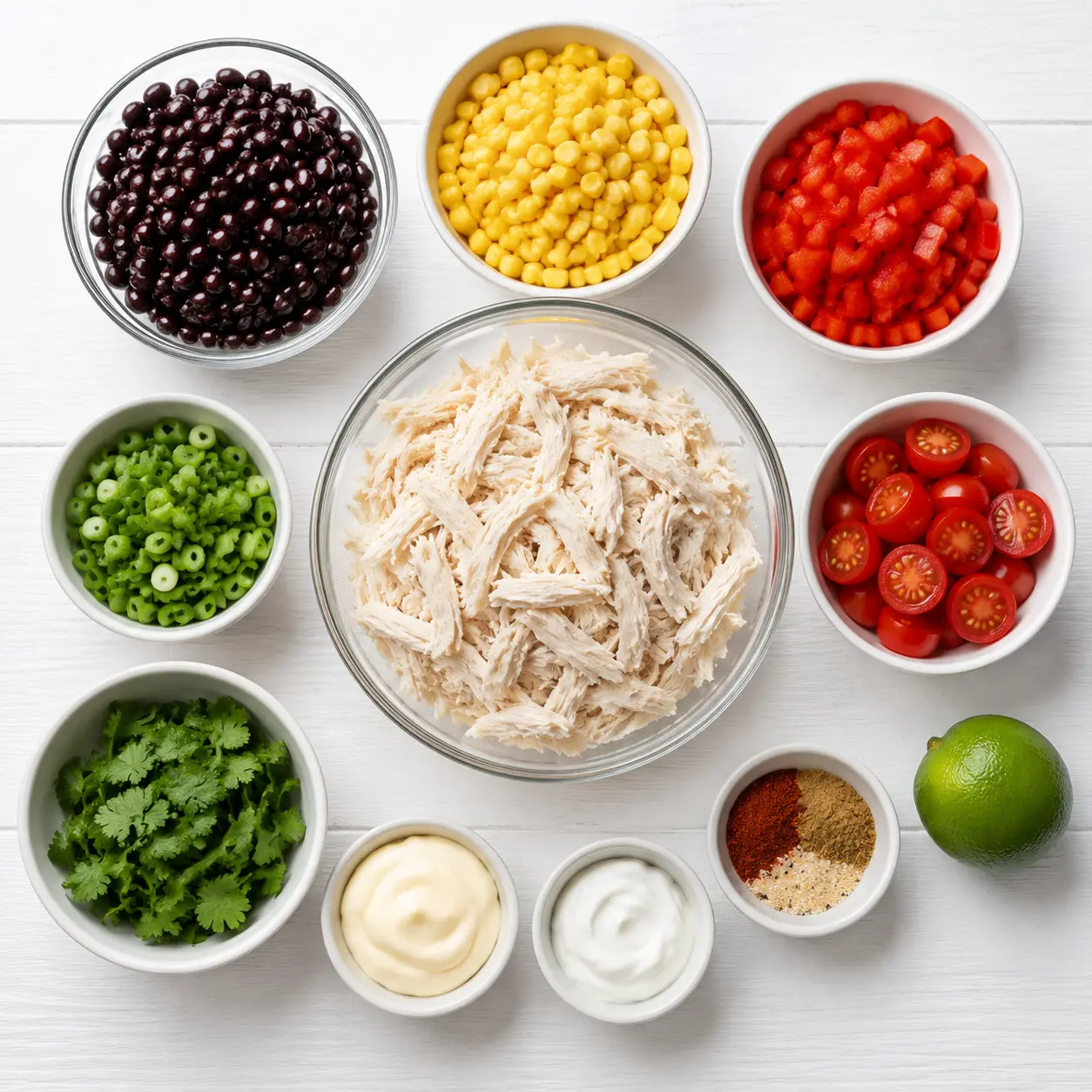 quick southwest chicken salad - main ingredients