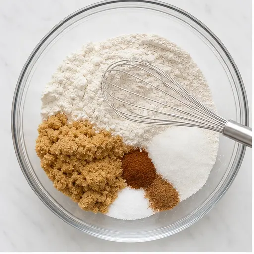 Step 1: Whisking dry ingredients for crumb topping