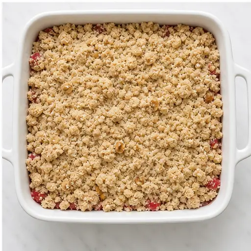 Step 4: Sprinkling crumb topping over berries