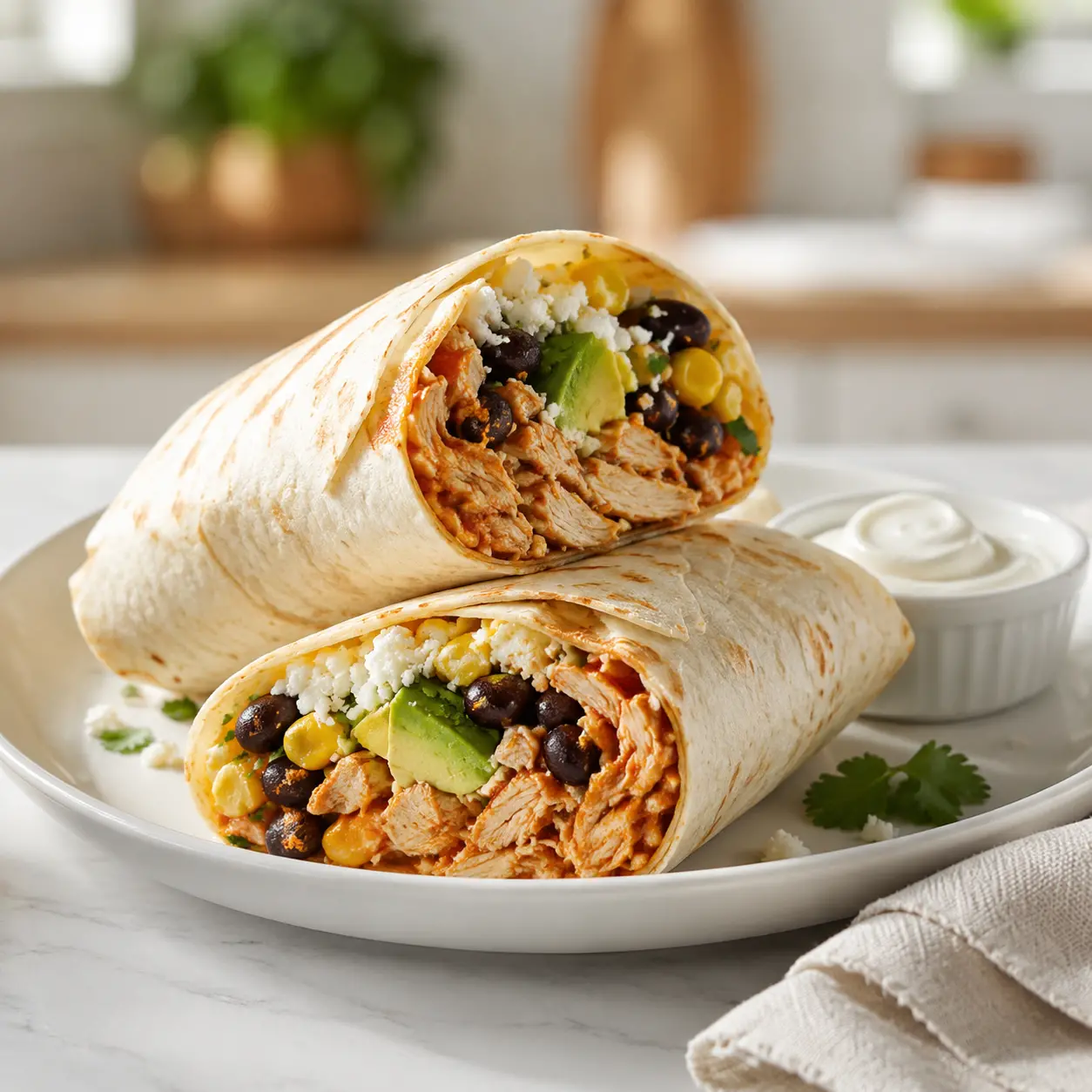 rotisserie chicken bbq wraps - final presentation