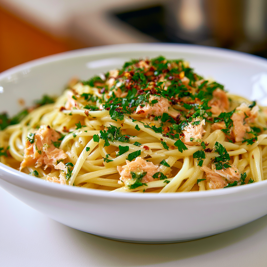 salmon pasta without cream - final presentation