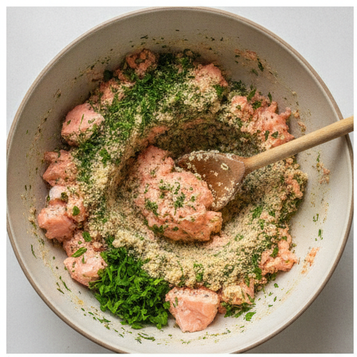 salmon patties with creamy lemon garlic sauce - step 1