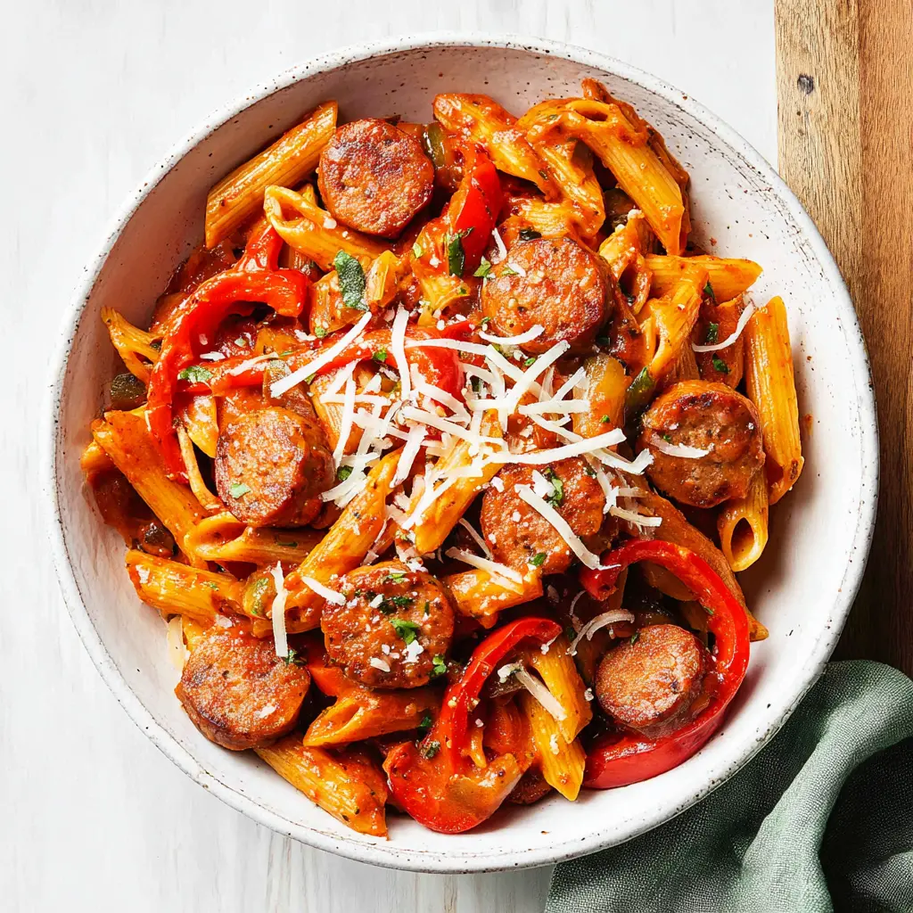 sausage and pepper pasta - final presentation