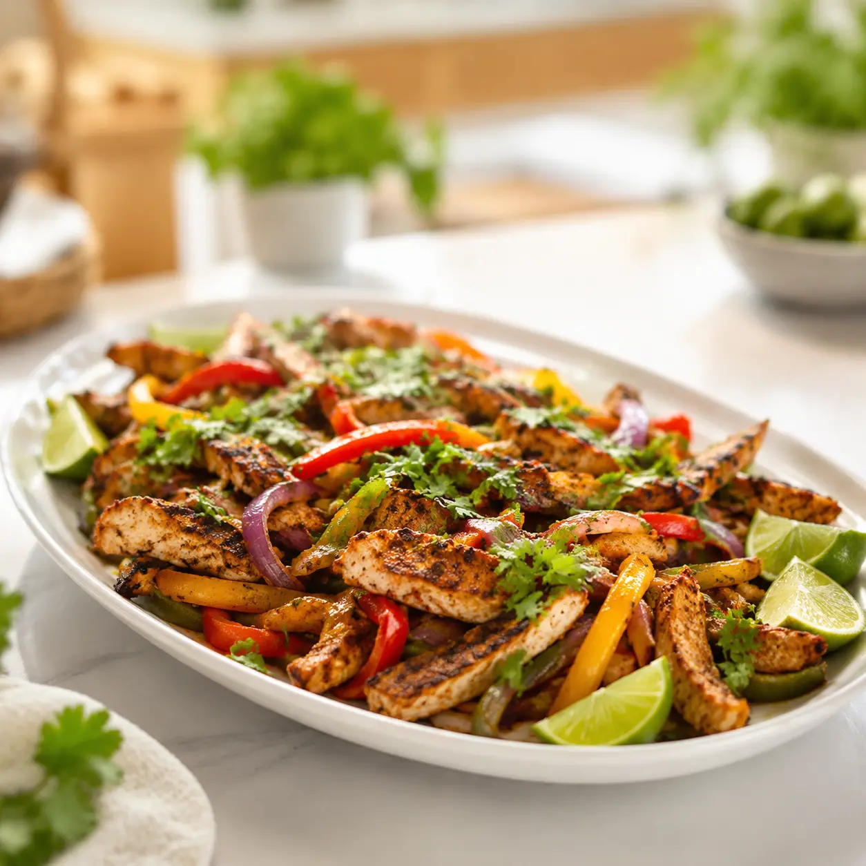 sheet pan chicken fajitas - final presentation