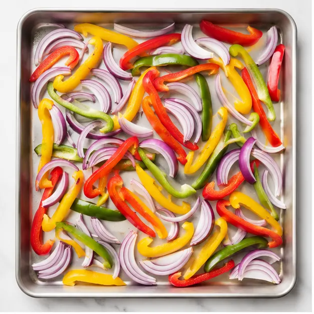 Step 1: Roasting vegetables on a preheated sheet pan