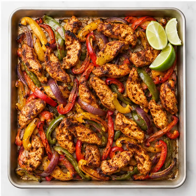 Step 4: Squeezing fresh lime juice over the finished fajitas