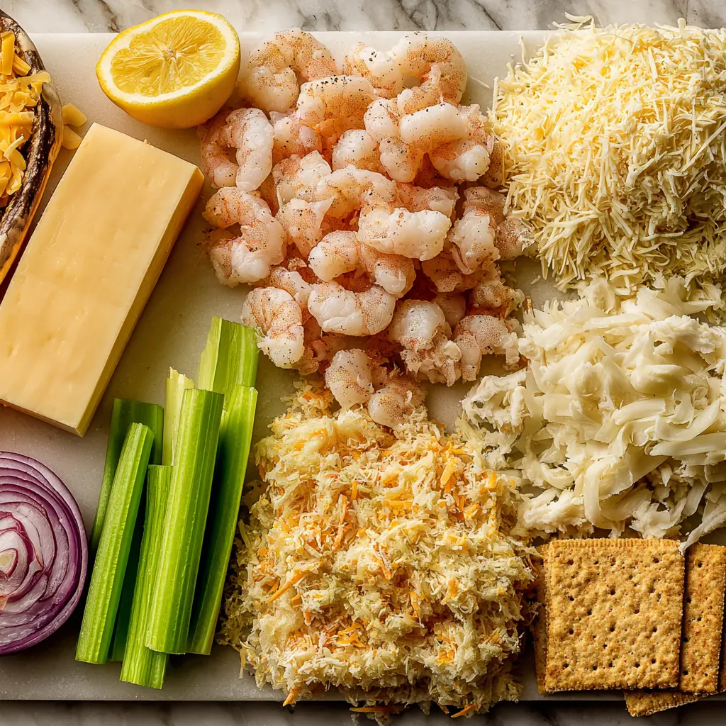 shrimp and crab au gratin casserole - main ingredients