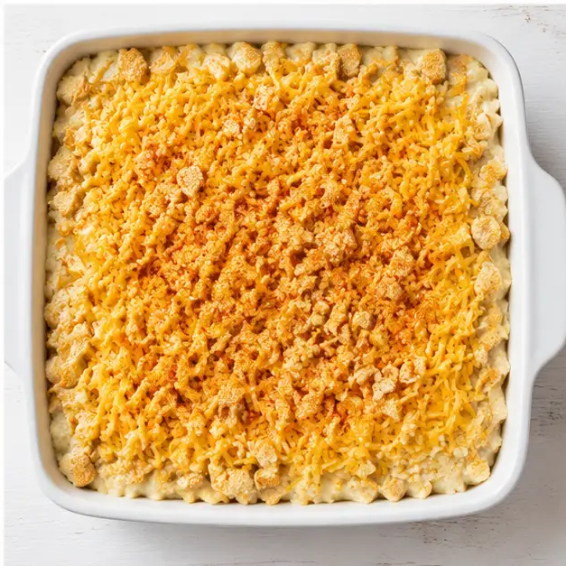 Step 4: Assemble and top with crackers and cheese