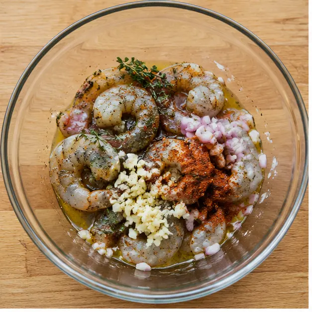 Step 1: Marinate shrimp with seasonings