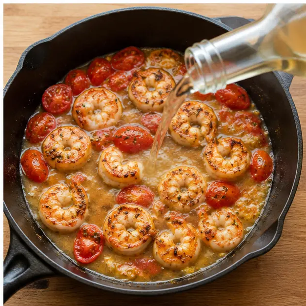 Step 4: Deglaze pan with wine for sauce