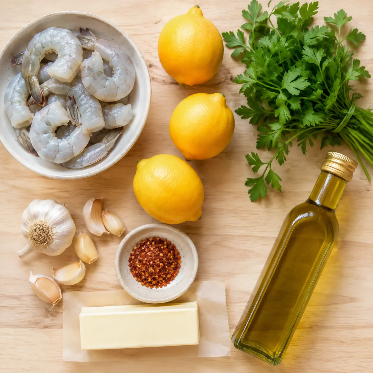 shrimp scampi - main ingredients