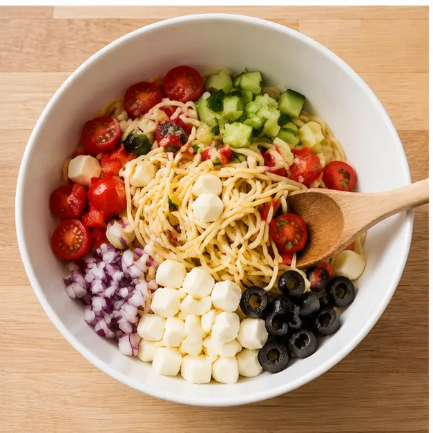 Step 3: Tossing all ingredients together in a large bowl