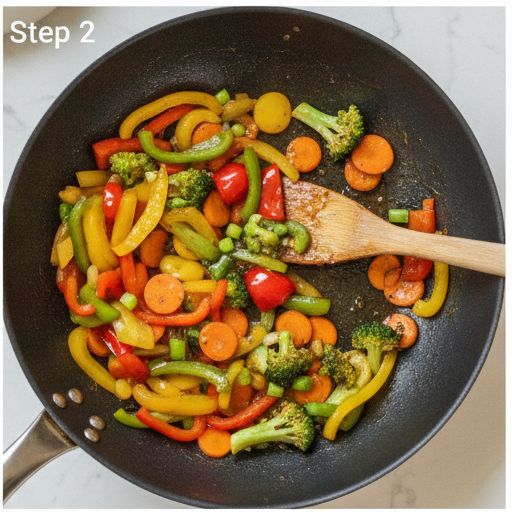Stir-frying vegetables for stir fry veggies recipe - step 2