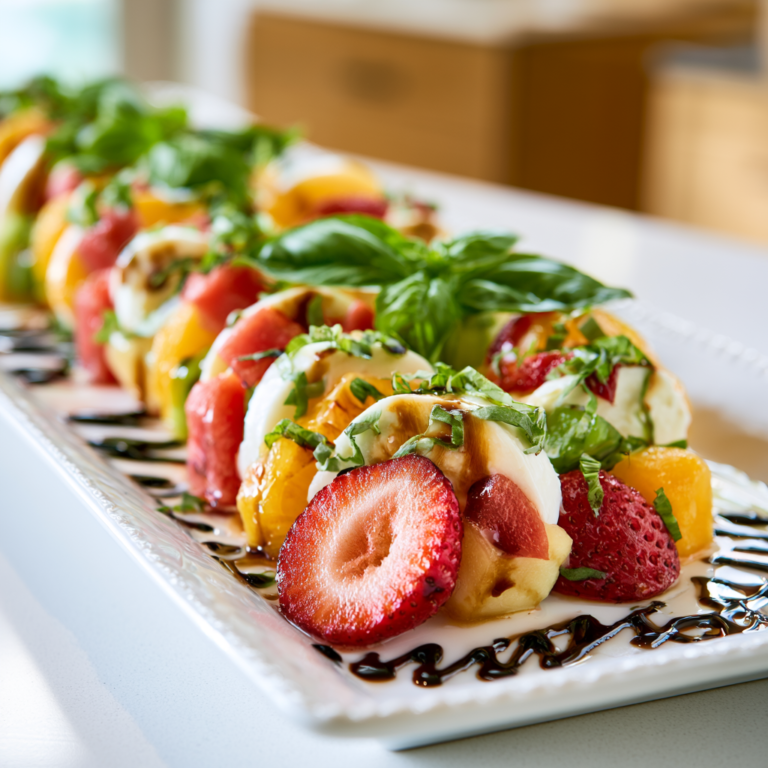 summer fruit caprese salad - final presentation