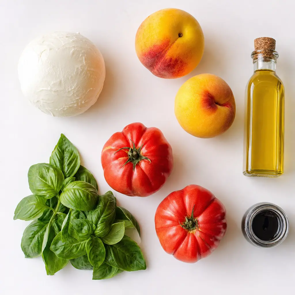 summer fruit caprese salad - main ingredients