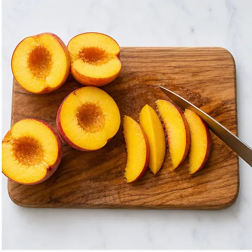 Step 2: Cutting the peaches into wedges