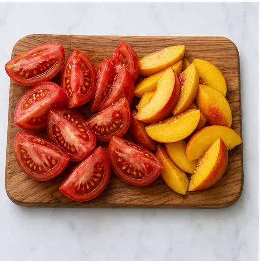 Step 3: Slicing the heirloom tomatoes