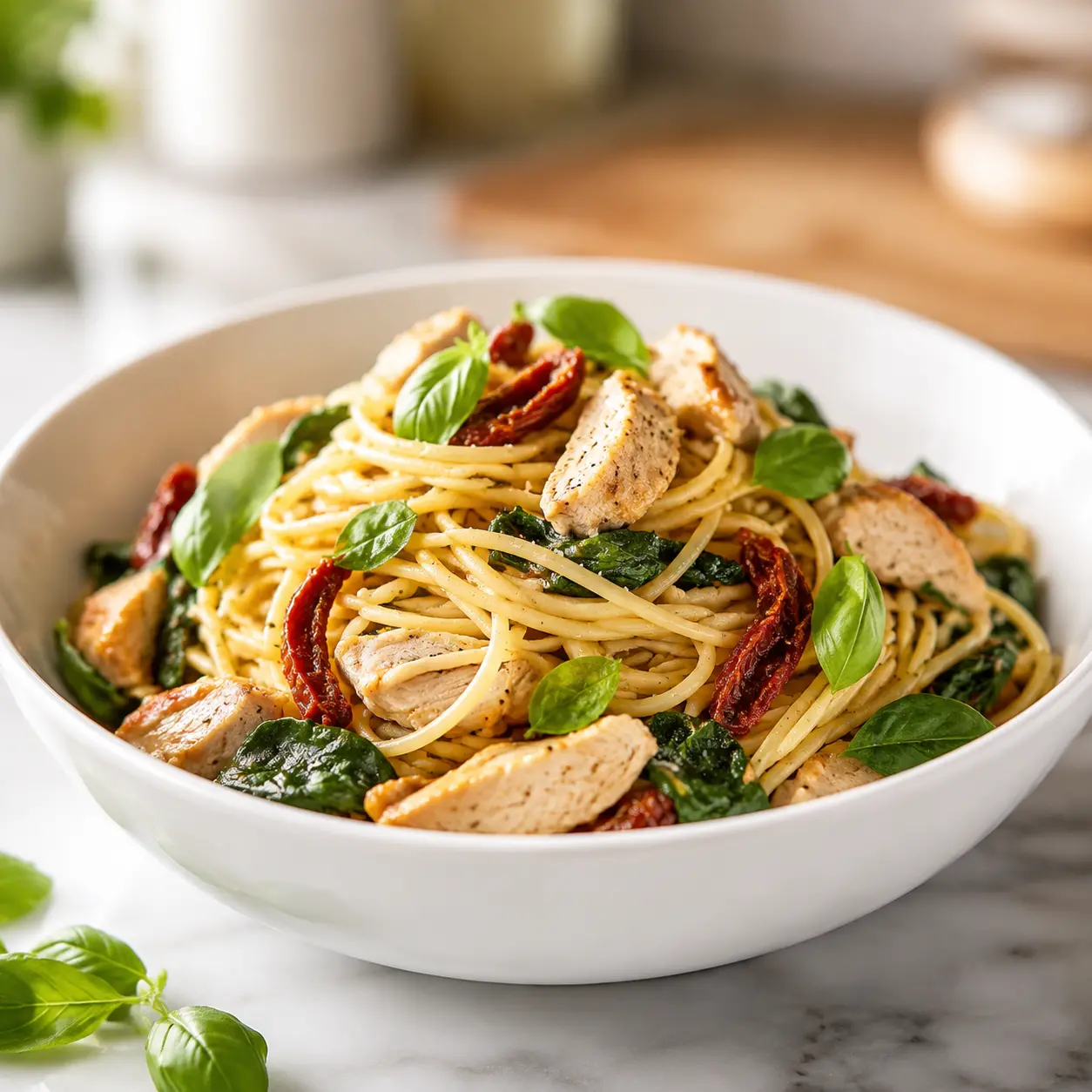sun dried tomato pasta salad - final presentation
