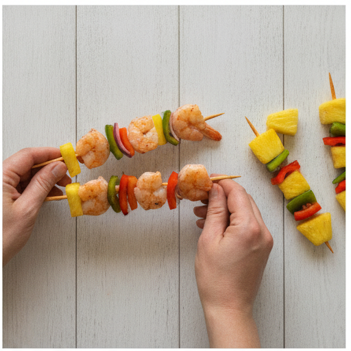 sweet and spicy pineapple shrimp skewers - step 2