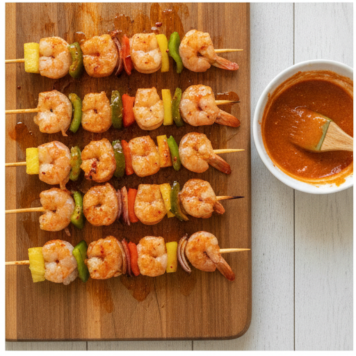 sweet and spicy pineapple shrimp skewers - step 3