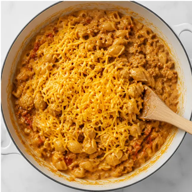 Step 4: Melting cheese into creamy sauce