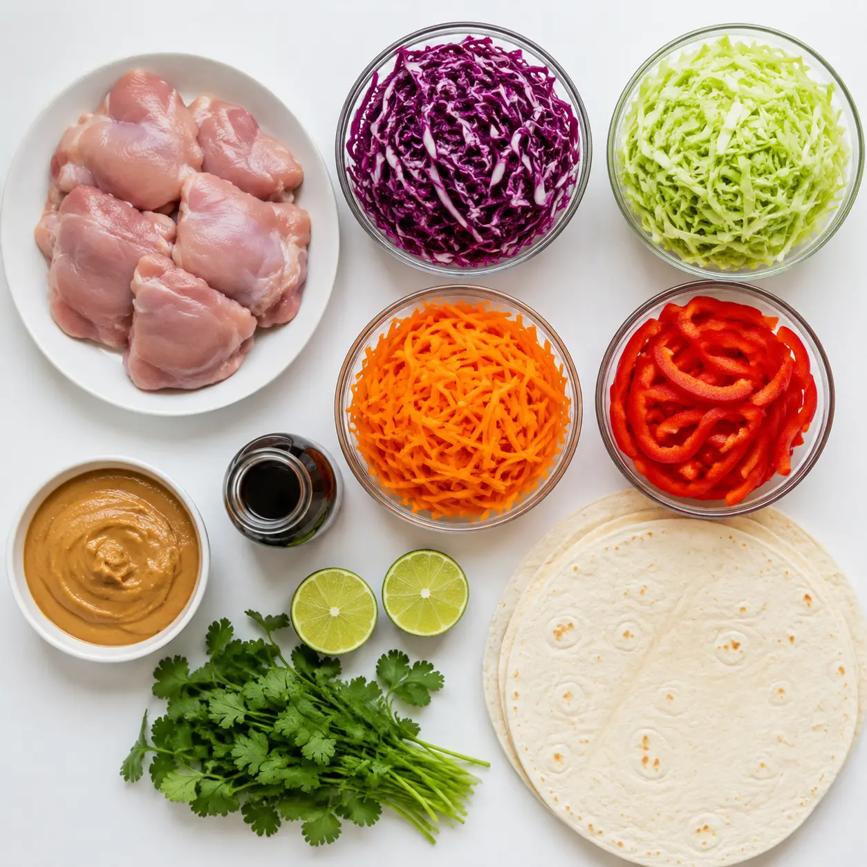 thai chicken wrap - main ingredients