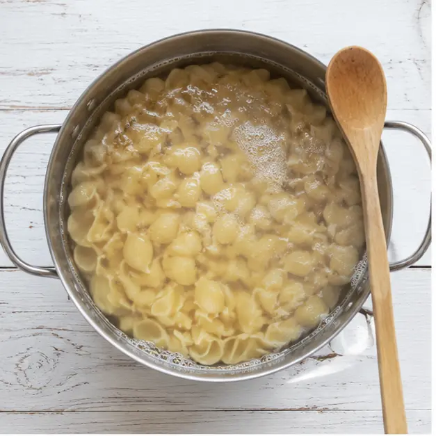 Step 1: Boiling the shell pasta until al dente