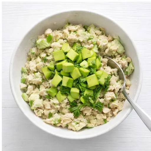 Step 4: Fold in diced avocado gently