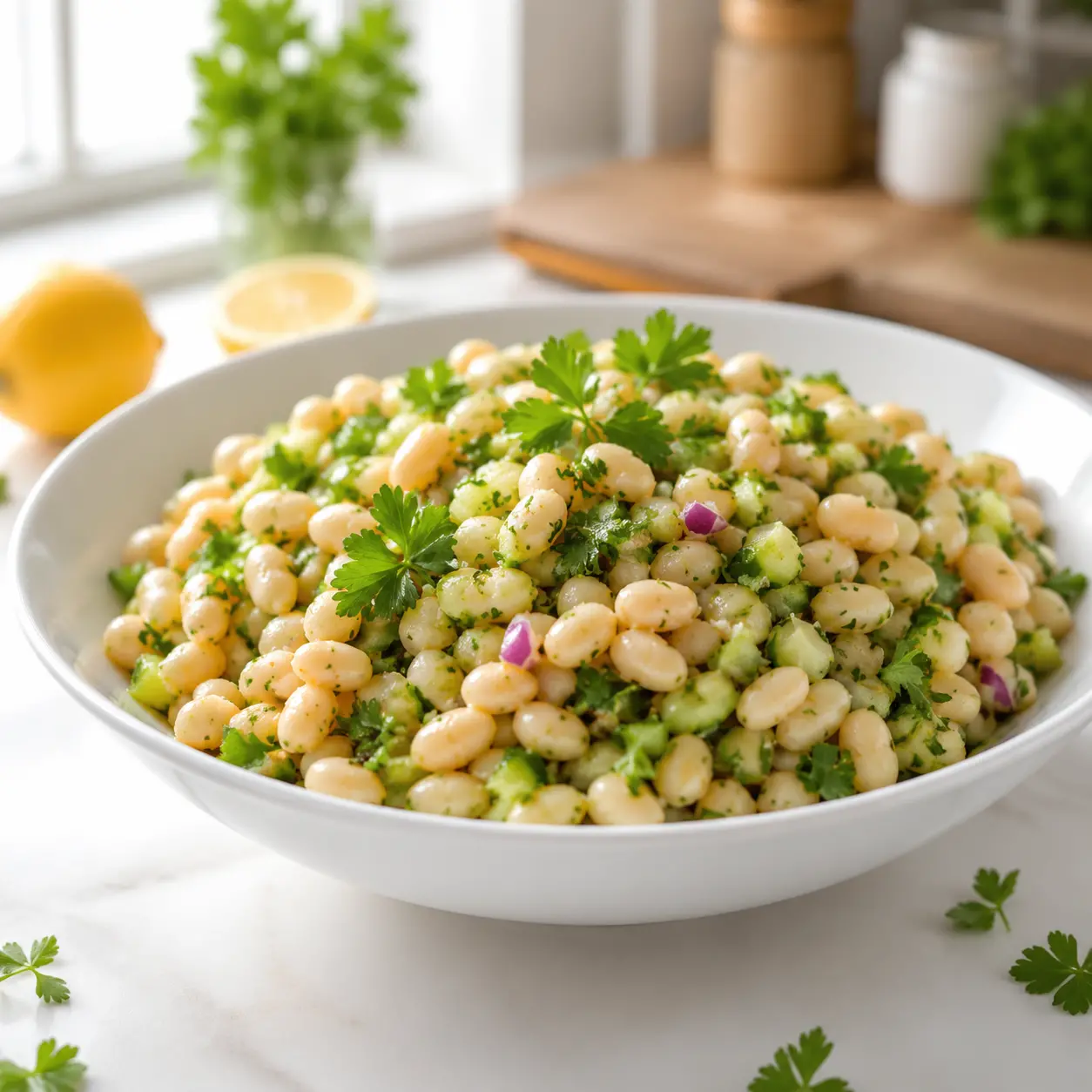 white bean salad - final presentation