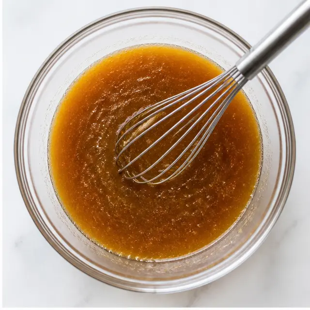 Step 2: Whisking hot brown butter into brown and granulated sugars