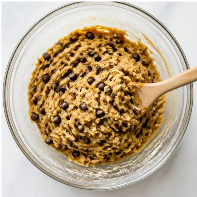 Step 4: Folding semisweet chocolate chips into the finished cookie dough