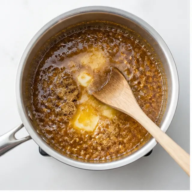 Step 1: Make the toffee by melting butter and brown sugar