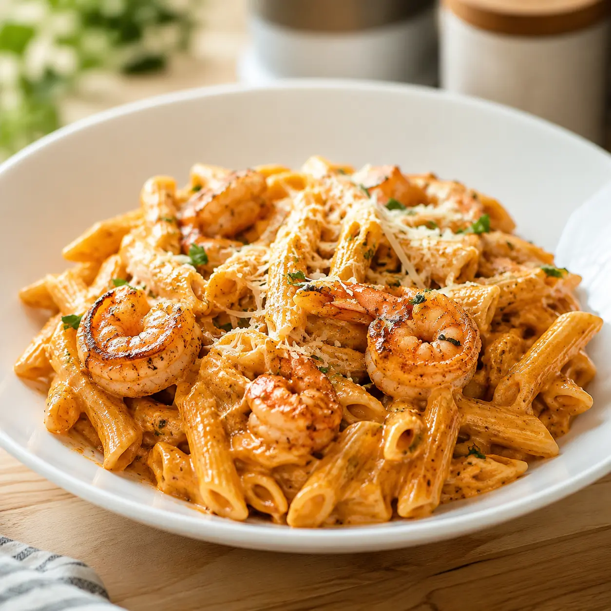 cajun shrimp pasta - final presentation