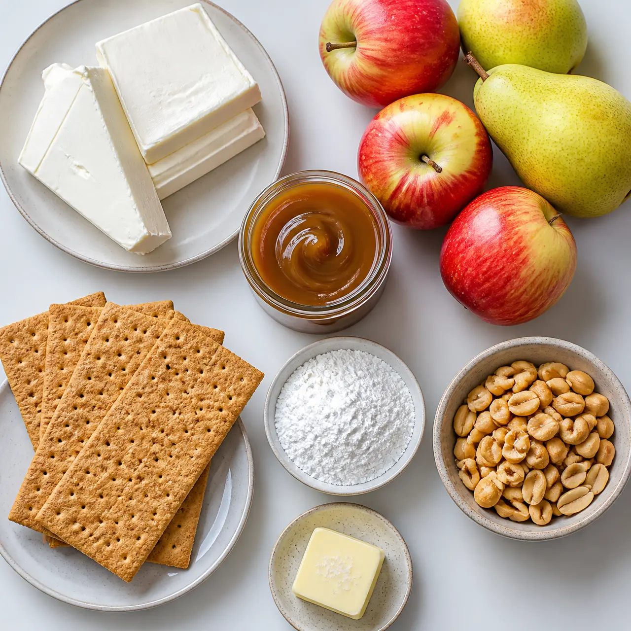 caramel apple cheesecake dip - main ingredients