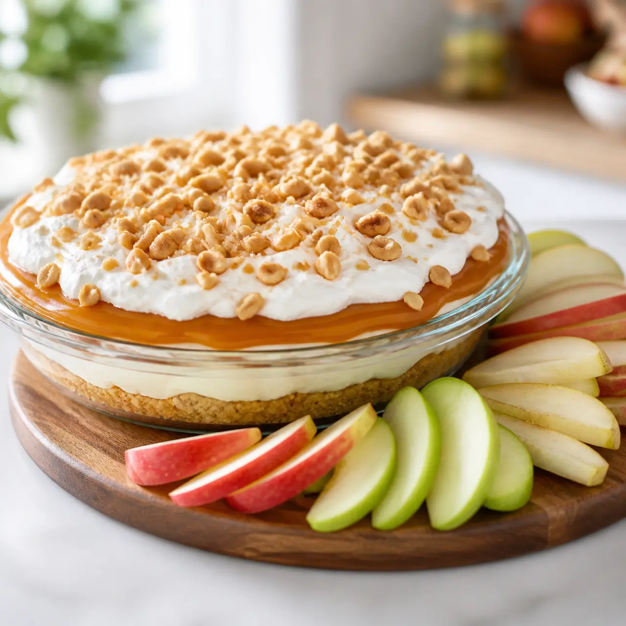 caramel apple cheesecake dip - final presentation