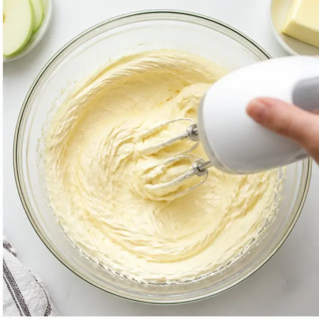 Beat cream cheese and butter until smooth