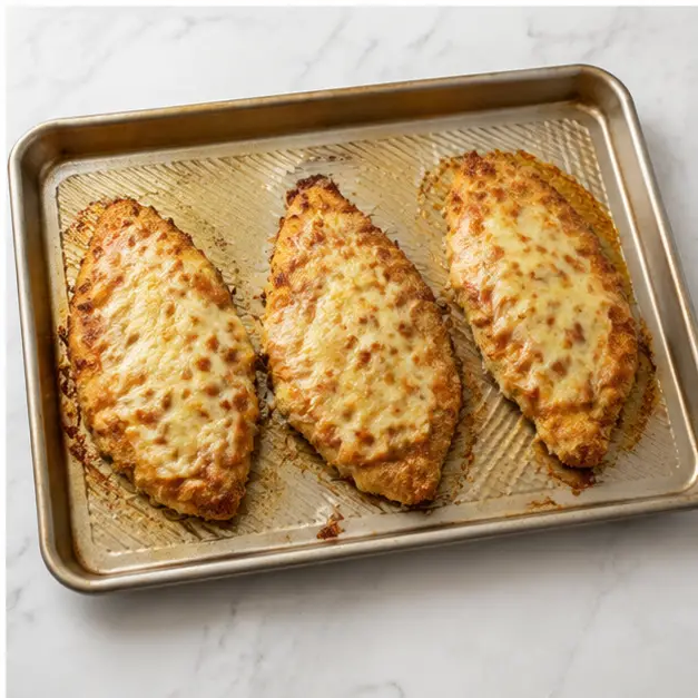 Step 4: Melting mozzarella on golden baked chicken